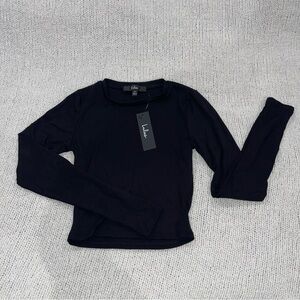 Lulu's women’s Classic Black long sleeve cropped Top XS NWT
